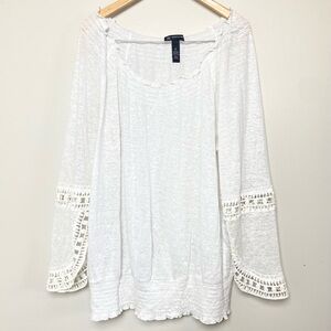 White Lace Trim Women's Top
